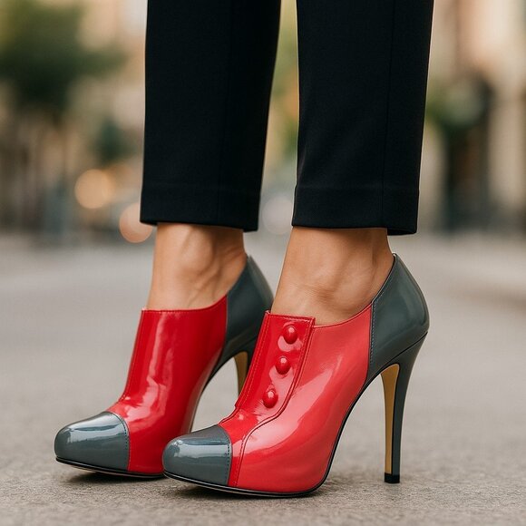 Steven By Steve Madden Shoes - STEVE MADDEN Liquid Platform 5" Stiletto Booties 8 Heels Gray Pink Colorblock